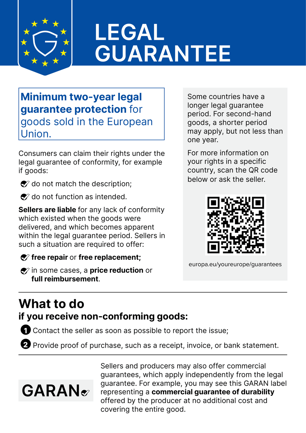 EU legal guarantee flyer